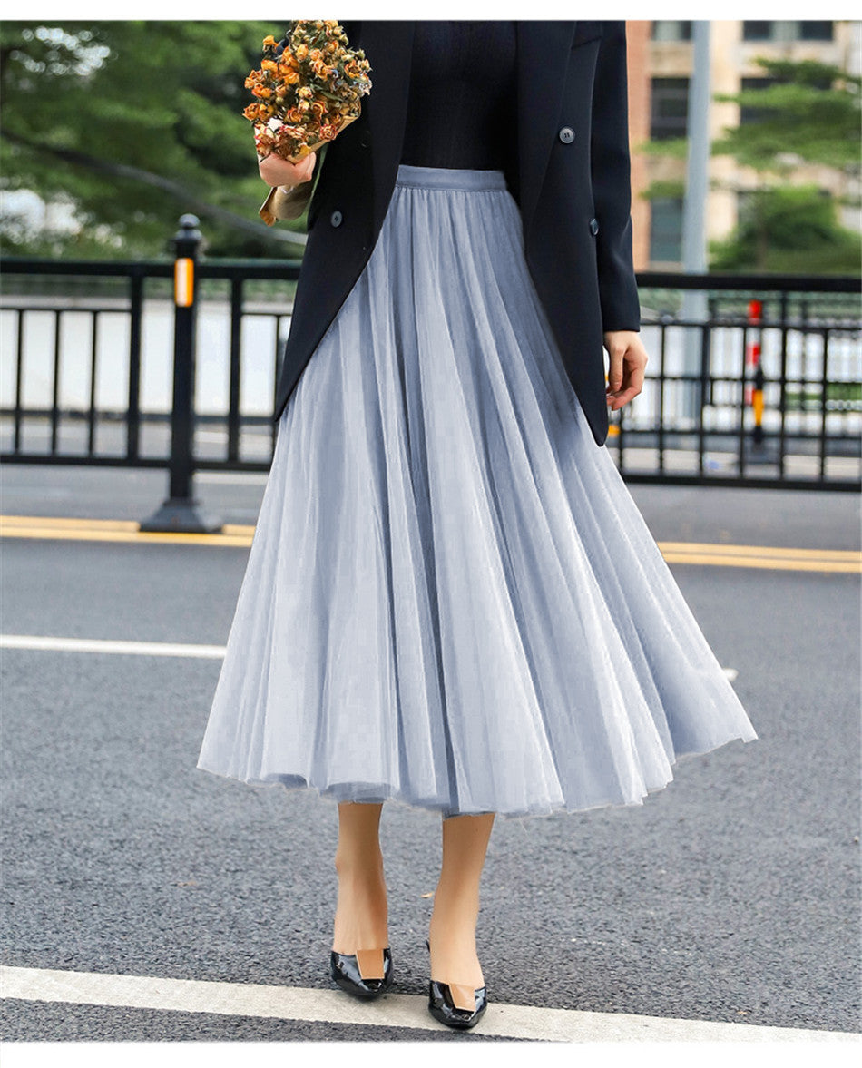 Women's Elegant Tulle Skirt with Wide Swing Cut and Elastic Waistband NOVAE