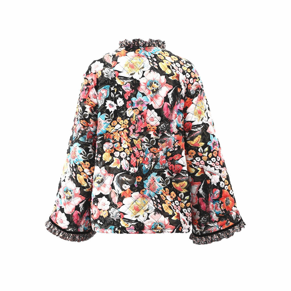 Women's wrap coat with floral design and cozy lining NOVAE