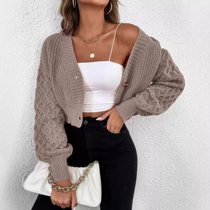 Women's cardigan with cable pattern and elegant design NOVAE