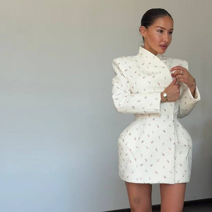 Women's Fashionable Blazer Skirt with Floral Design and Tailored Fit NOVAE