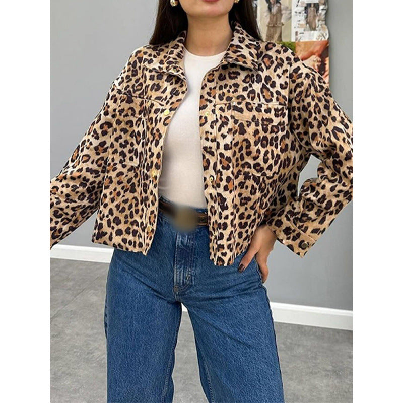 Women's fashionable jacket in leopard print design NOVAE