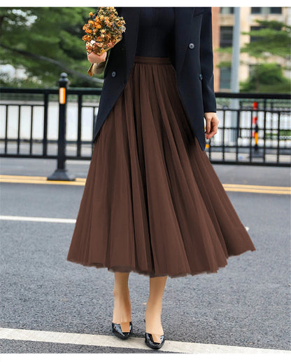 Women's Elegant Tulle Skirt with Wide Swing Cut and Elastic Waistband NOVAE