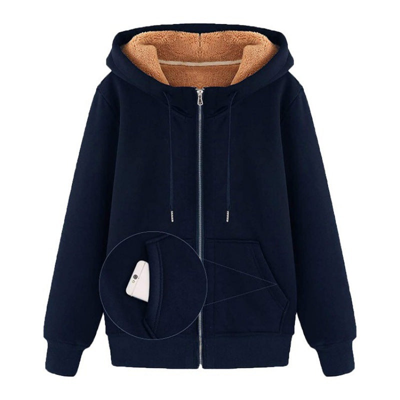 Women's fleece-lined hooded jacket with practical pockets NOVAE