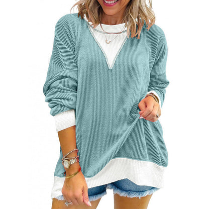 Women's casual V-neck sweater in textured material NOVAE