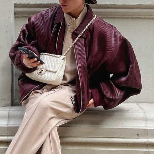 Women's pleated jacket in trendy oversized style NOVAE