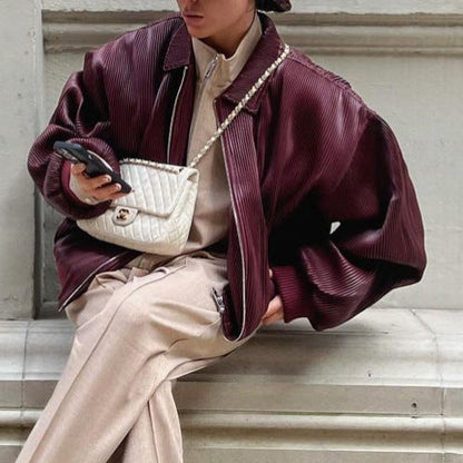 Women's pleated jacket in trendy oversized style NOVAE