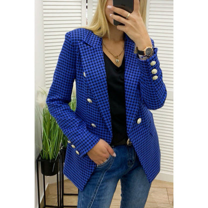 Women's chic checked blazer jacket with double-breasted button closure and tailored silhouette NOVAE
