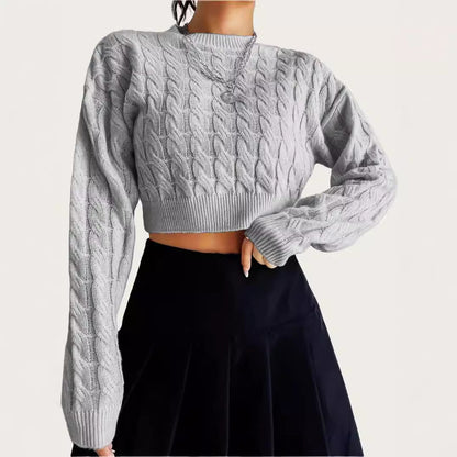 Women's cozy cropped cable-knit sweater NOVAE