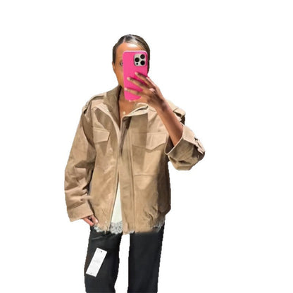 Women's Casual Suede Jacket with Practical Pockets and Modern Cut NOVAE