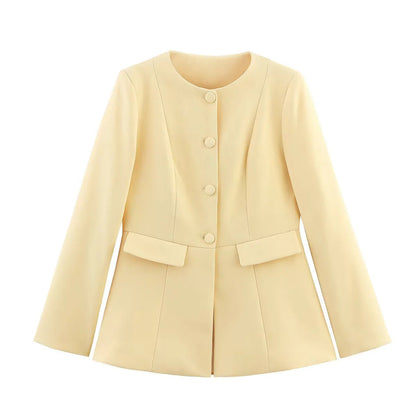 Women's elegant blazer jacket with fine button details and practical pockets NOVAE