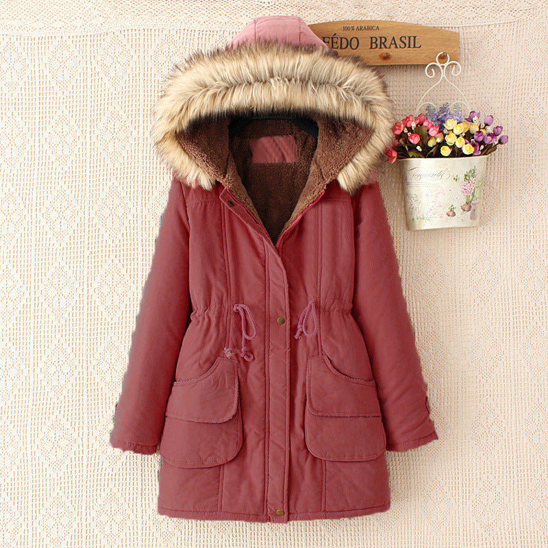 Women's lined parka jacket with detachable faux fur collar and practical pockets NOVAE
