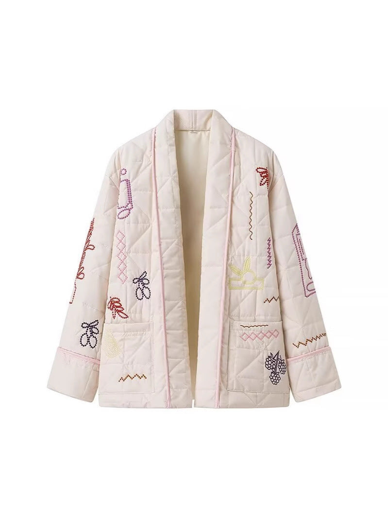 Women's quilted jacket with creative embroidery design NOVAE