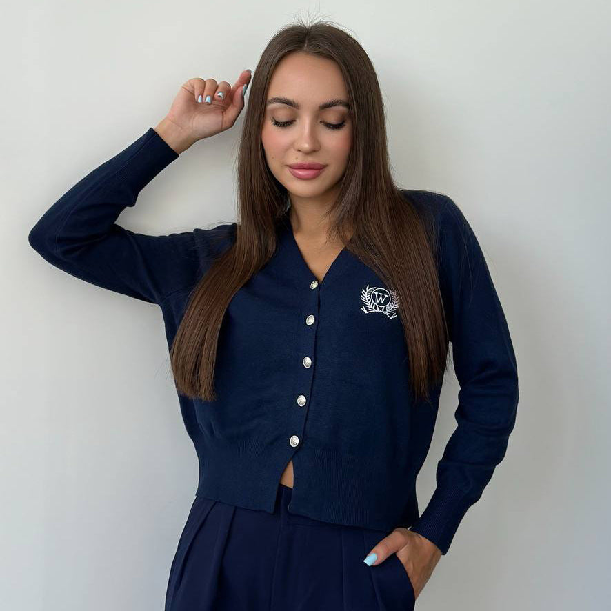 Women's elegant cardigan with button details and V-neck NOVAE