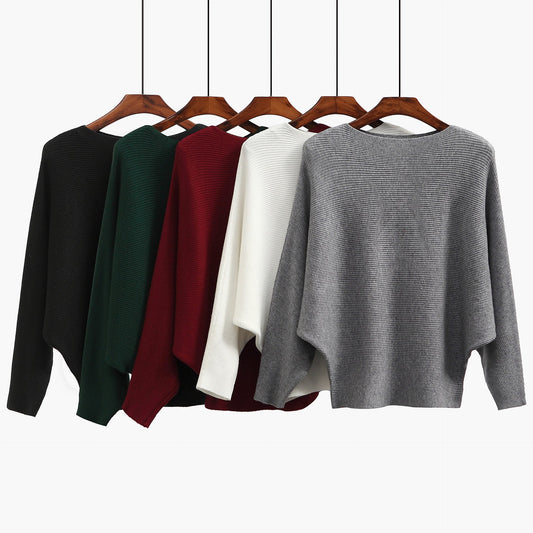 Women's oversized knit sweater with sophisticated rib design and wide cut NOVAE