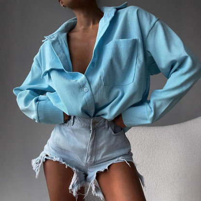 Women's casual shirt jacket made of soft textured material NOVAE