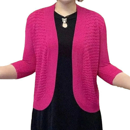 Women's cardigan with 3/4 sleeves and textured pattern NOVAE