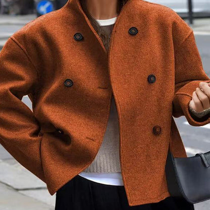 Women's wool jacket with double button placket and wide cut NOVAE