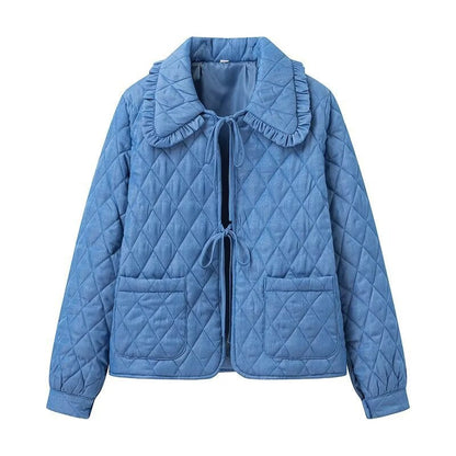 Women's quilted jacket with large collar and practical pockets NOVAE