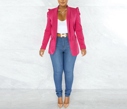 Women's Elegant Blazer Jacket with Puff Sleeves and Tailored Cut NOVAE