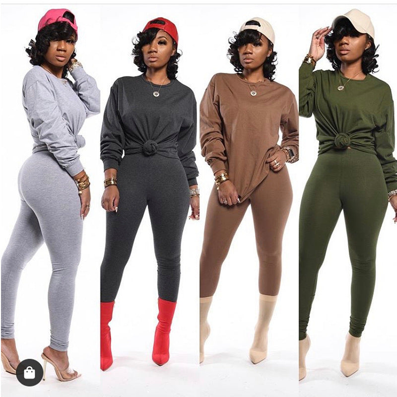 Women's Long Sleeve Pajama Set with Elastic Pants NOVAE