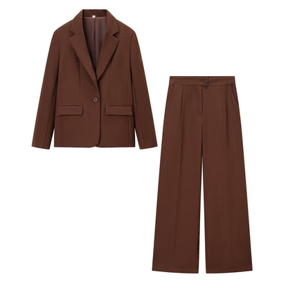 Women's elegant business set with blazer and wide-leg trousers NOVAE