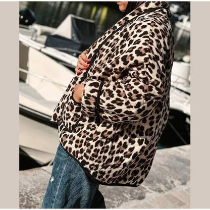 Women's fashionable leopard print jacket with elegant piping details NOVAE