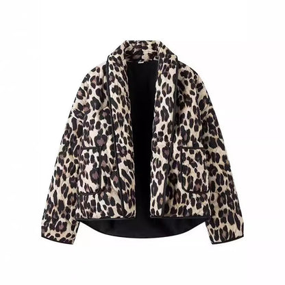 Women's fashionable leopard print jacket with elegant piping details NOVAE