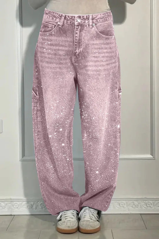 Women's fashionable mom jeans with shimmering details NOVAE