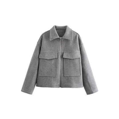 Women's casual jacket with patch pockets and zipper NOVAE