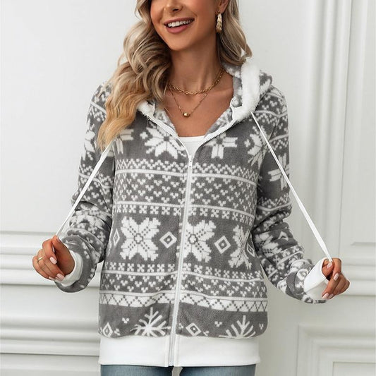 Women's fleece jacket with soft lining and winter pattern NOVAE