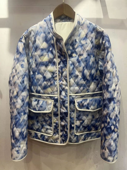 Women's quilted floral pattern jacket with practical pockets NOVAE