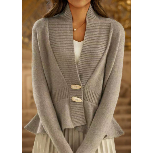 Women's cardigan with asymmetrical cut and decorative buttons NOVAE