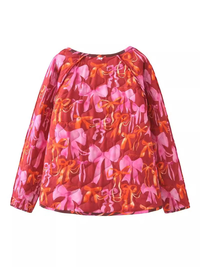 Women's quilted jacket with playful bow pattern NOVAE