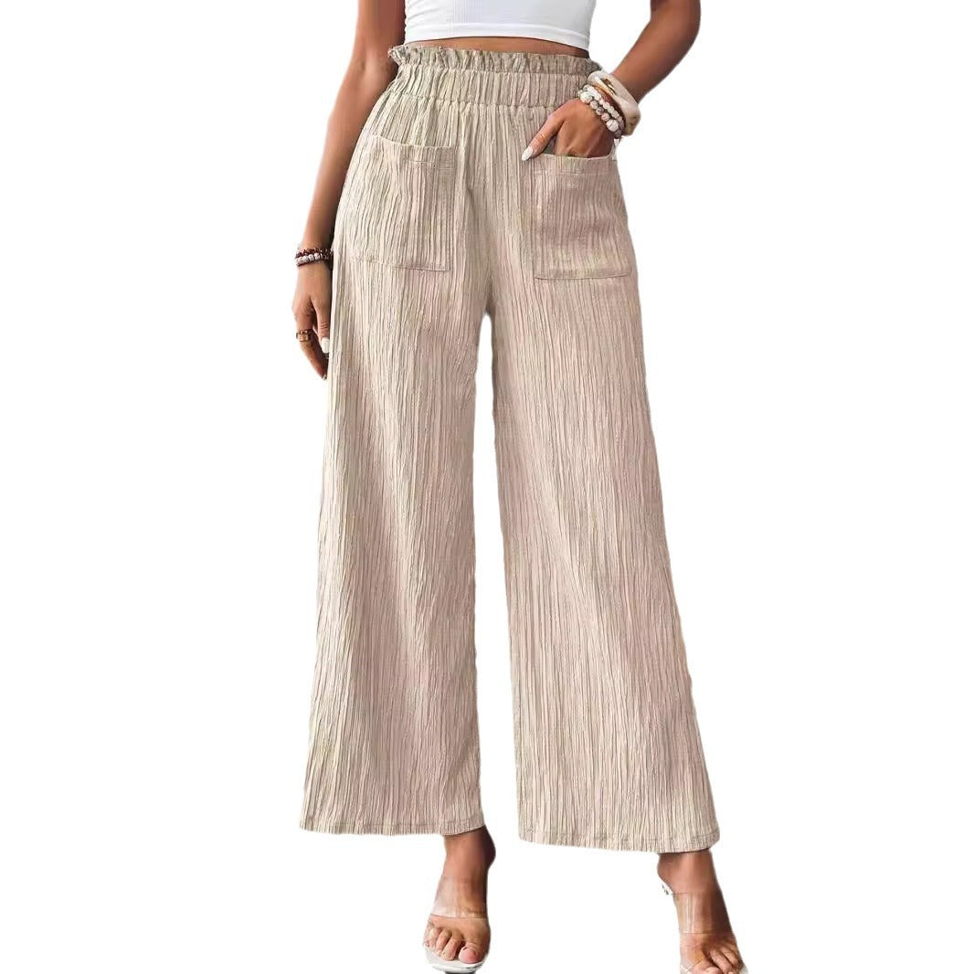 Women's casual and lightweight palazzo trousers with elasticated waistband and practical pockets NOVAE
