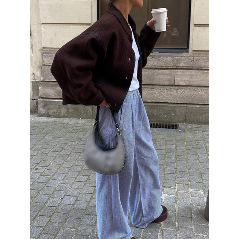 Women's casual wool jacket with pockets and oversized cut NOVAE