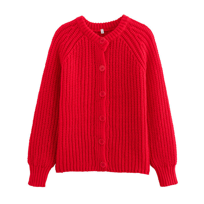 Women's cardigan with classic button placket and raglan sleeves NOVAE