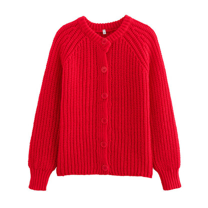 Women's cardigan with classic button placket and raglan sleeves NOVAE