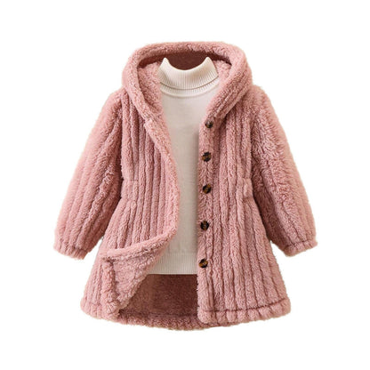Women's Cozy Teddy Jacket with Hood and Button Closure NOVAE