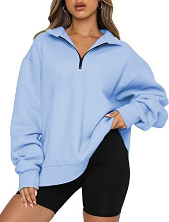 Women's fashionable oversized sweater with short zipper and casual sleeves NOVAE