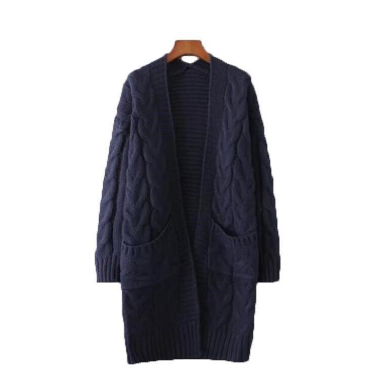 Women's cardigan with chunky cable knit pattern and pockets NOVAE