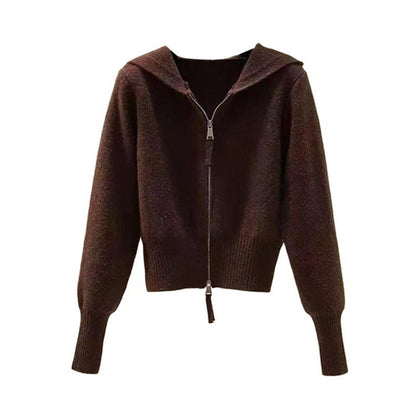 Women's cardigan with high collar and zipper NOVAE