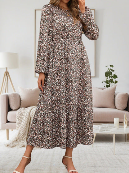 Women's midi dress with elasticated waistband and floral pattern NOVAE