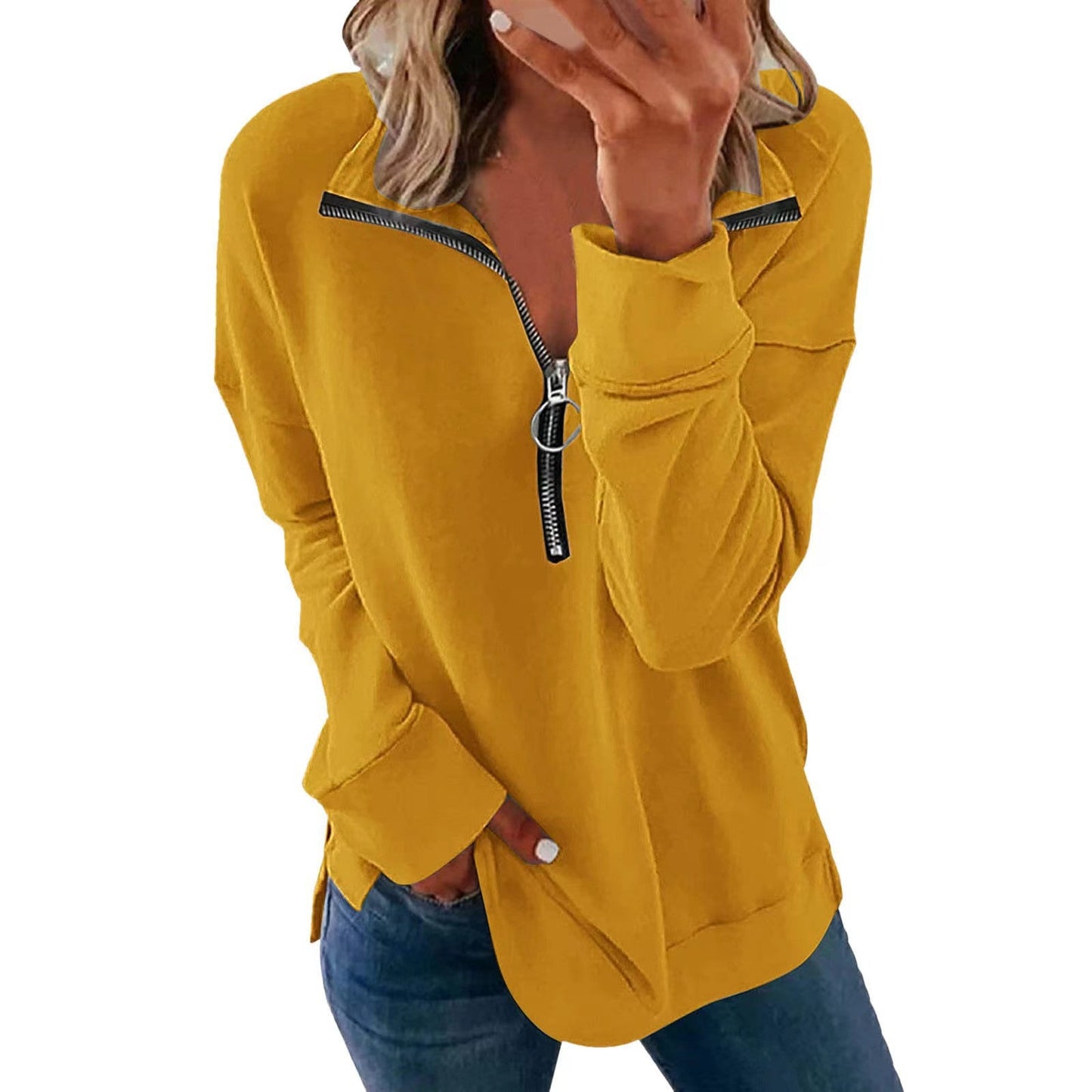 Women's casual pullover with stylish zipper NOVAE