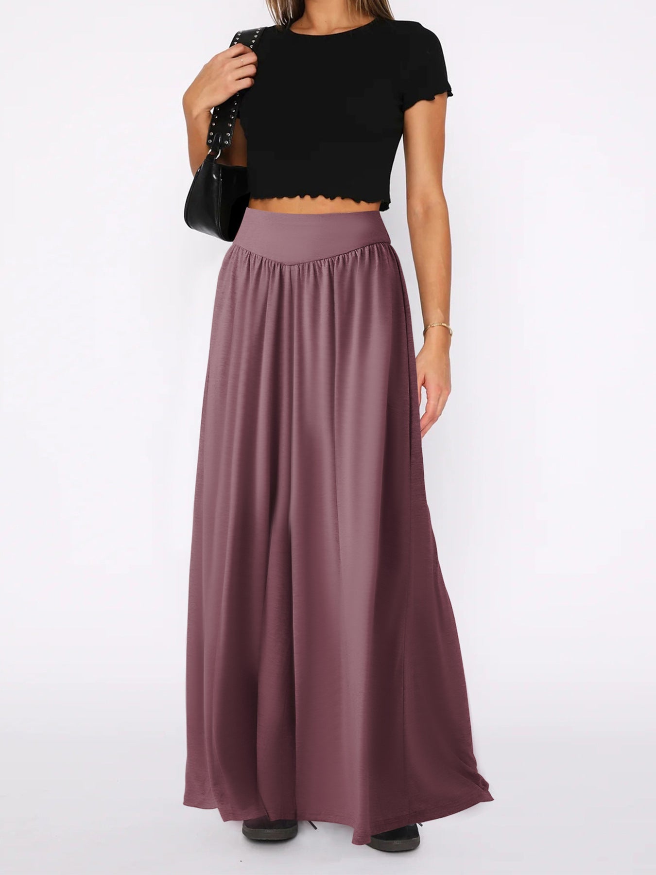 Women's wide-leg jersey trousers with a high waist NOVAE