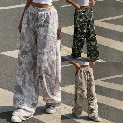 Women's Wide-Leg Printed Trousers with Elastic Waistband NOVAE