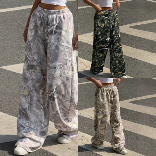 Women's Wide-Leg Printed Trousers with Elastic Waistband NOVAE