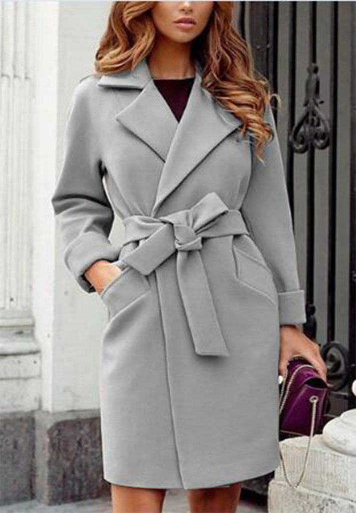 Women's Elegant Trench Coat with Belt and Practical Pockets NOVAE