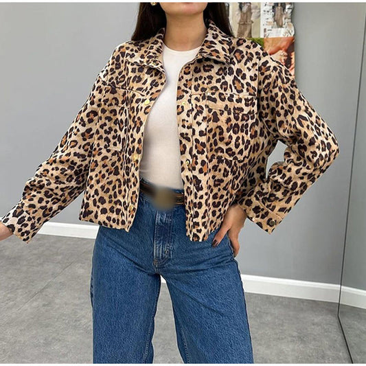 Women's fashionable jacket in leopard print design NOVAE
