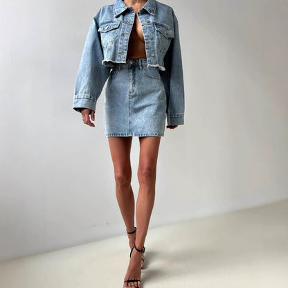 Women's Denim Jacket and Pencil Skirt Set NOVAE