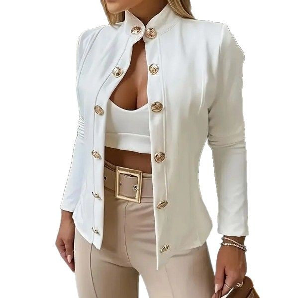 Women's elegant couture jacket with decorative buttons and tailored cut NOVAE